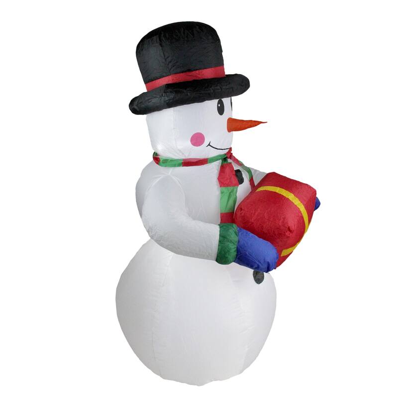 5' White Red Inflatable Lighted Snowman Christmas Yard Art Decor