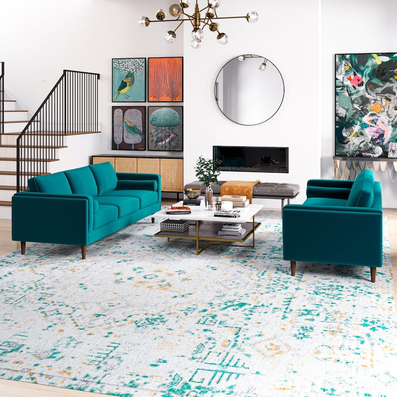 Fatih Mid Century Velvet Sofa Set