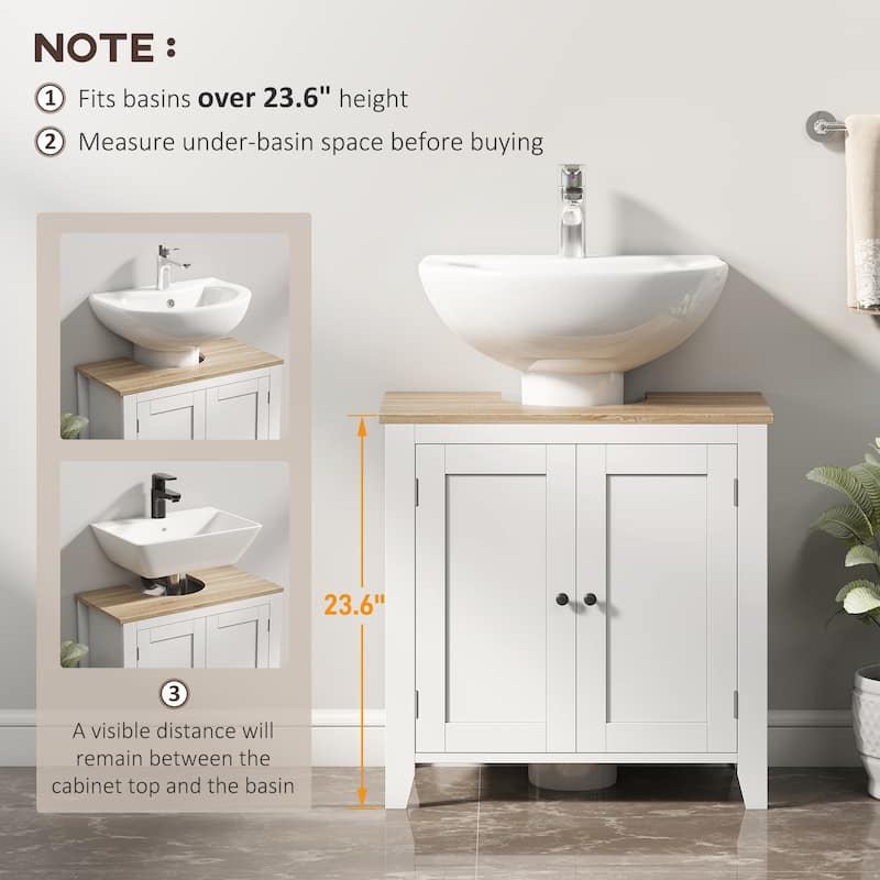 Kleankin Under-Sink Bathroom Sink Cabinet, Storage Unit with U-Shape and Adjustable Internal Shelf, White - 23.5"x11.75"x23.5"