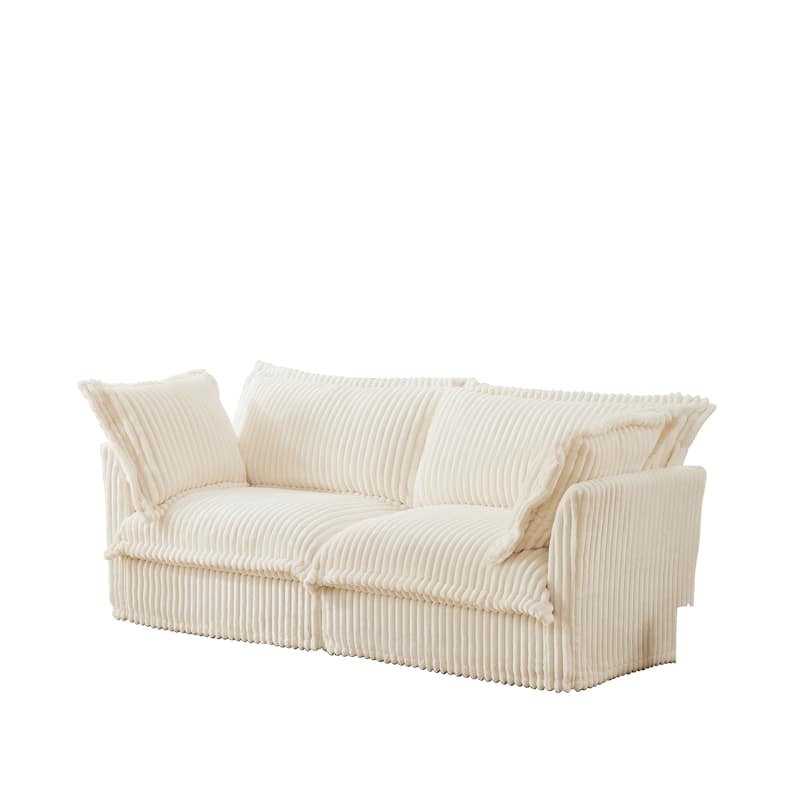 83.4″ Corduroy 2-Seater Sofa with Large Pillows for Living Room