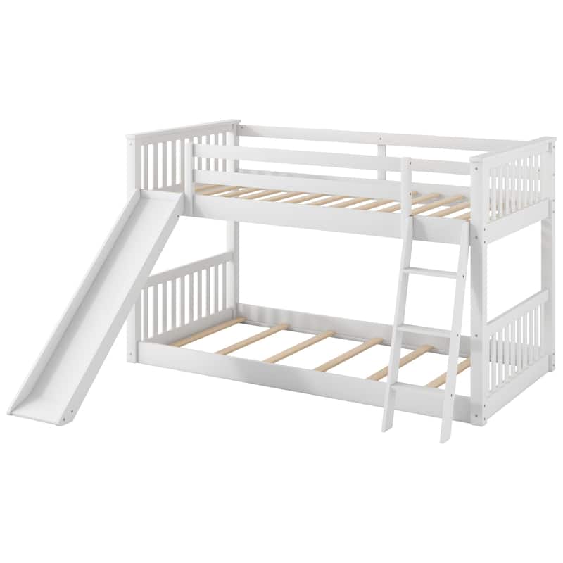 Twin over Twin Bunk Bed with Reversible Slide & Ladder (300lb Capacity)