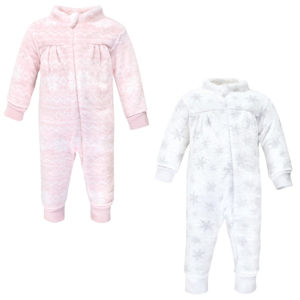 slide 1 of 1, Hudson Baby Toddler Girls Plush Jumpsuits, Snowflakes Snowflakes - 4T