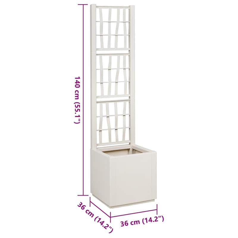 vidaXL Garden Planter with Trellis Trough Plant Pot Flower Box Outdoor PP - 14.2 x 14.2 x 55.1 in