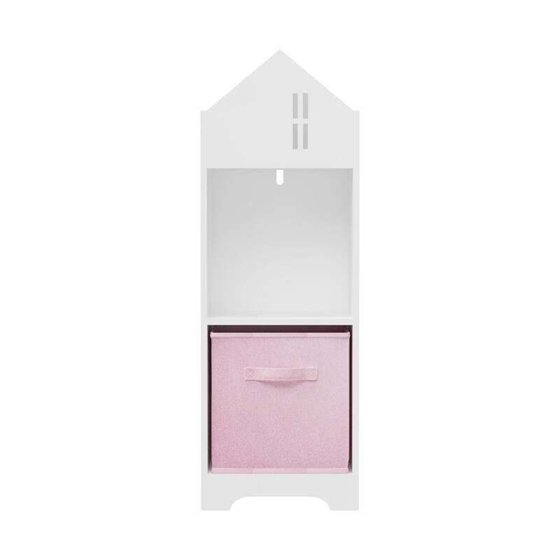 2-Tier Kids Bookcase with Storage and Collapsible Fabric Drawers