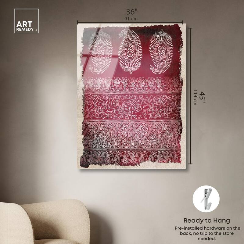 Burgundy Stamps Acrylic by Art Remedy, Ready to Hang