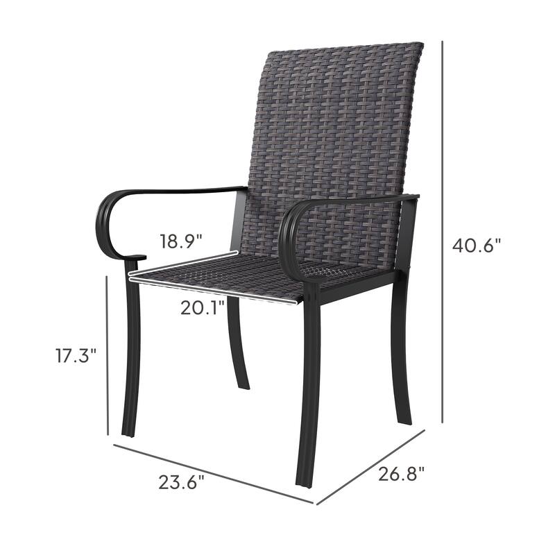 GDFStudio Amaris PE Rattan Outdoor Chair with High Back and Armrests Set of 2