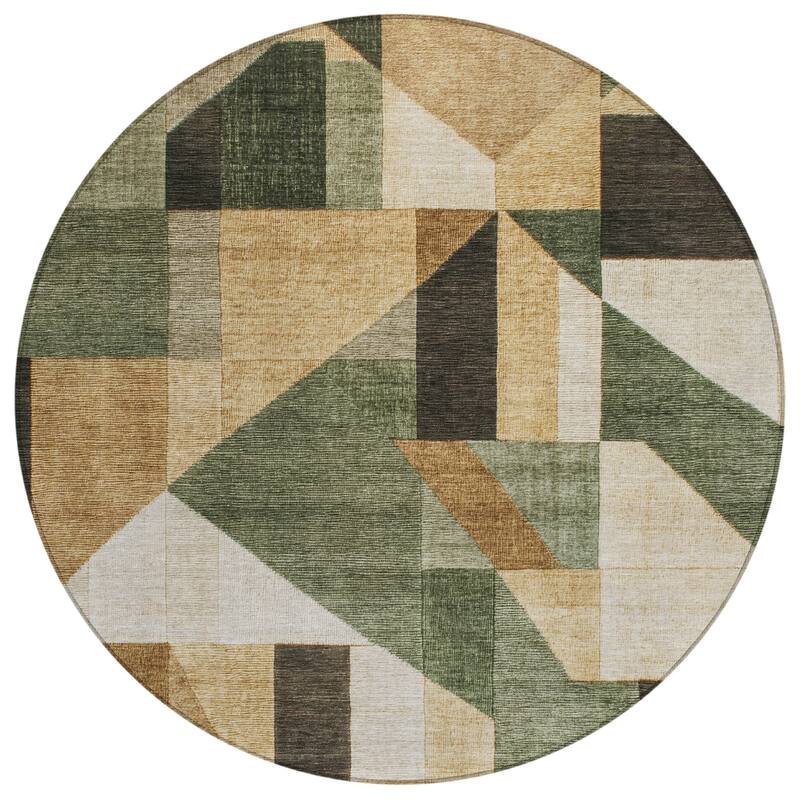 Machine Washable Indoor/ Outdoor Modern Geo Chantille Rug