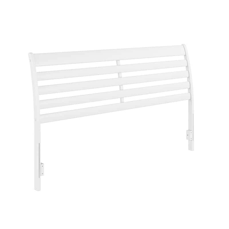 King Size Wood Headboard - Solid Wood Slats, USB Charger, Modern Bedroom Decor, White Finish