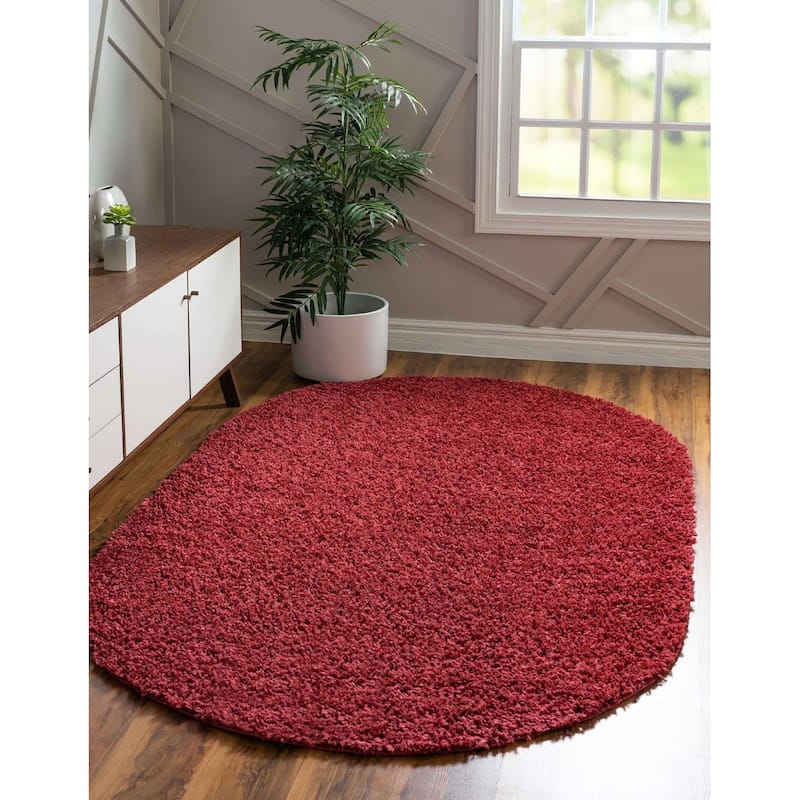 Shag Turhal Collection Area Rug - Poppy - 5'x8' Oval