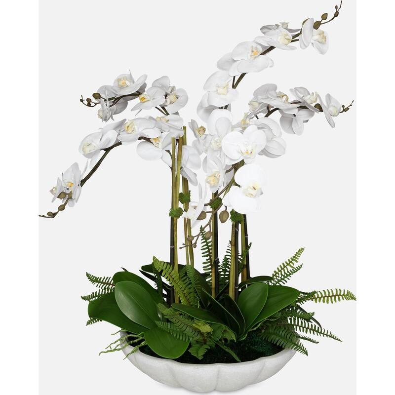 Uttermost 60239 Flourish Orchid 36" Tall Rice Stone Faux Flora Planter