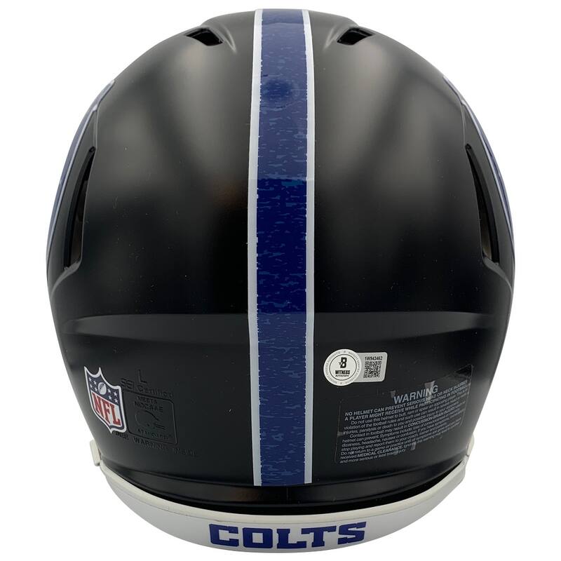 Marshall Faulk Autographed Indianapolis Colts HOF 2011 Signed 2023 Nights Black Full Sized Authentic Football Helmet Beckett COA