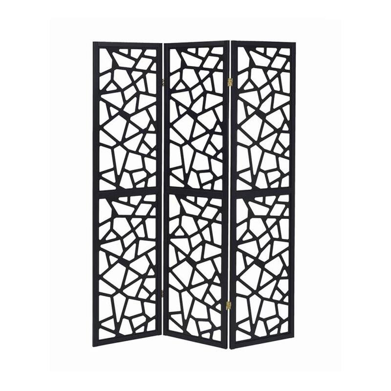 3 Panel Intricate Mosaic Screen in Black