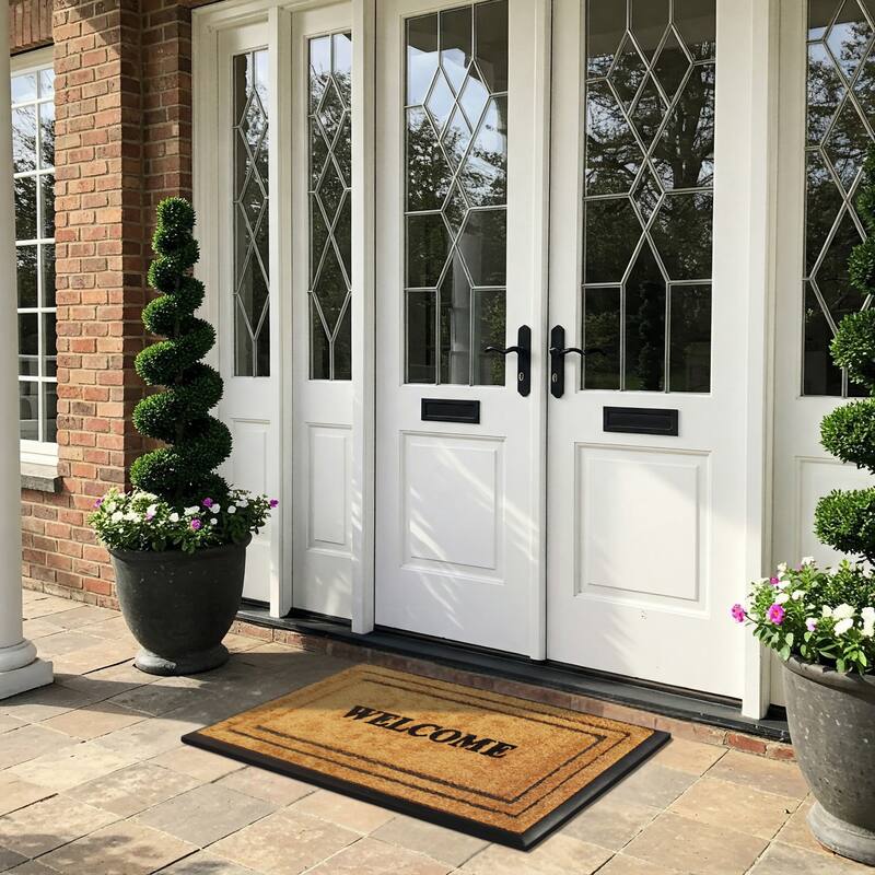 A1HC Natural Coir & Rubber Door Mat, Heavy Duty, Dirt Trapping, Long-Lasting Entrance Doormats,Thick & Durable Outdoor Entry Mat