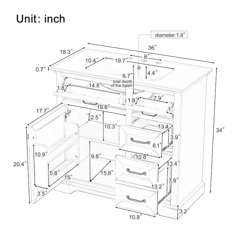 5-Piece Dining Table Set with 4 Upholstered Chairs, Extendable Dining Table with 15.7" Leaf for Extra Seating for Dining Room