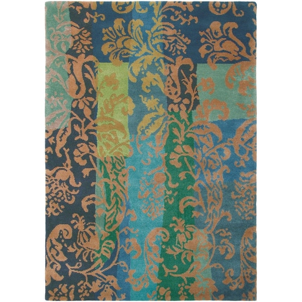 slide 2 of 2, Hand Knotted Long New Zealand Wool Area Rug - 4' 7" x 6' 7" Multi-Color - 4' 7" x 6' 7" - Rectangle