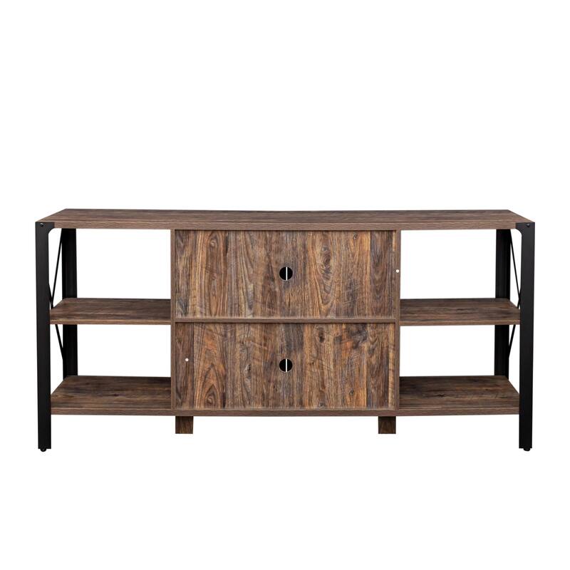 GDF Studio - Aishley Industrial Farmhouse 70.87" Wide TV Stand with Metal Frame and Open Storage Shelves