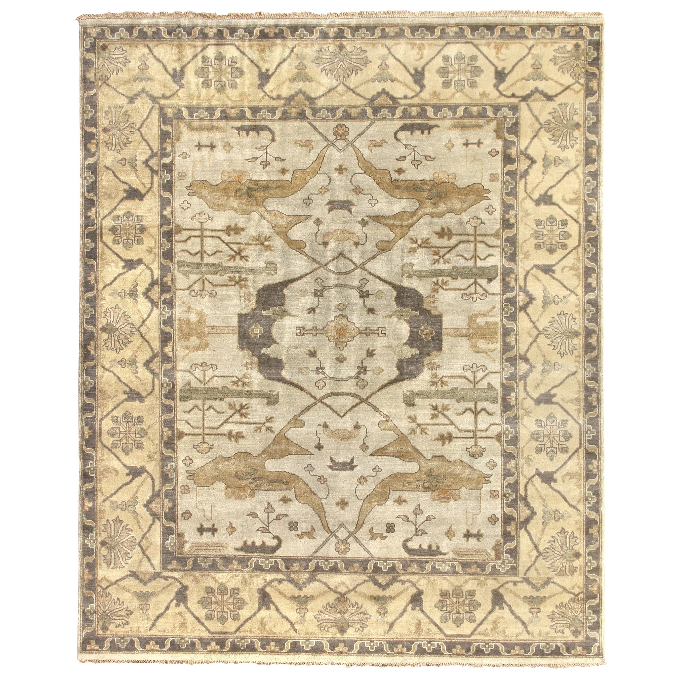 Antique Weave Oushak hand-knotted New Zealand Wool Powder Blue/Beige Area Rug