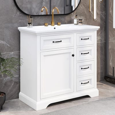 36"Freestanding Bathroom Vanity with Ceramic Sink