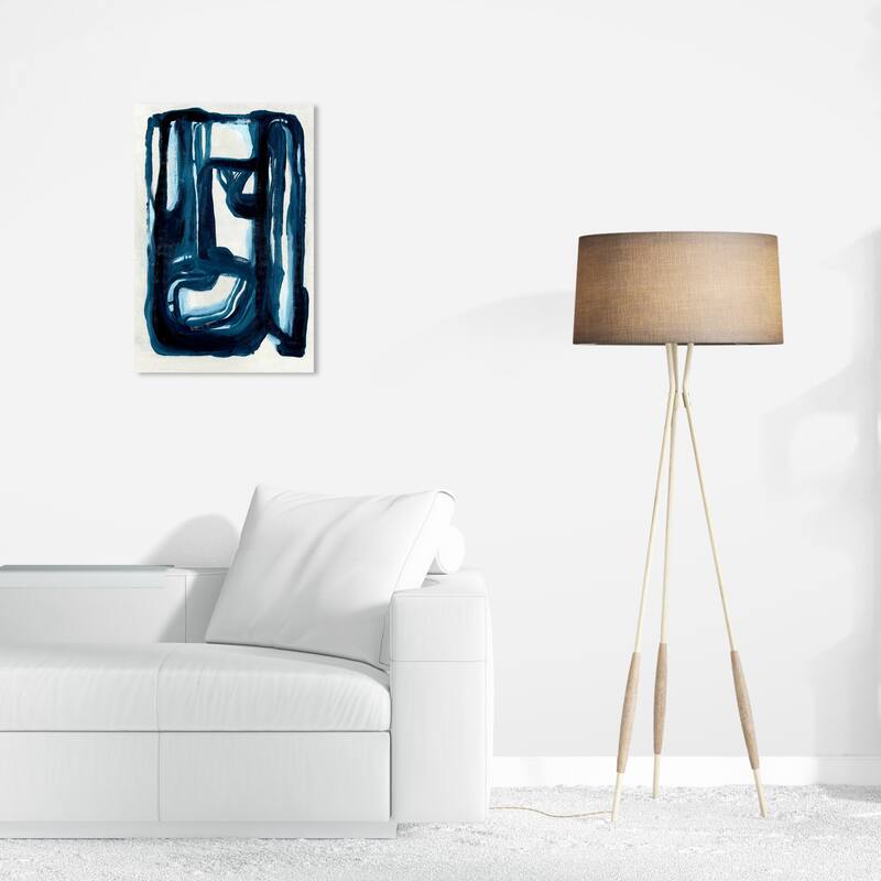 Wynwood Studio Canvas Abstract One Neutral Blue White and Modern & Contemporary Wall Art Canvas Print - 24 x 16