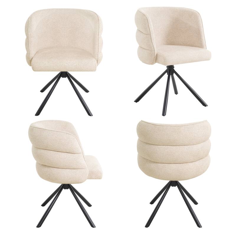 270° Swivel Office Desk Chairs Set of 2,Modern Dining Chairs, Upholstered Bedroom Chairs with Metal Base,Makeup Chair for Vanity