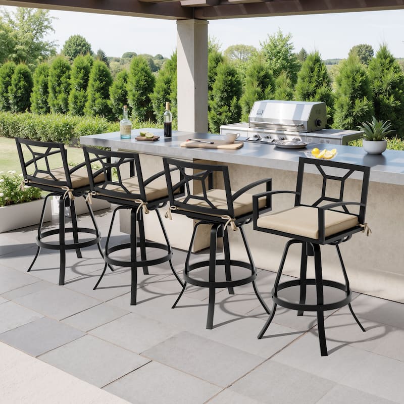 30'' H Outdoor Patio Premium All-Aluminum Swivel Sunbrella Cushion Bar Stool