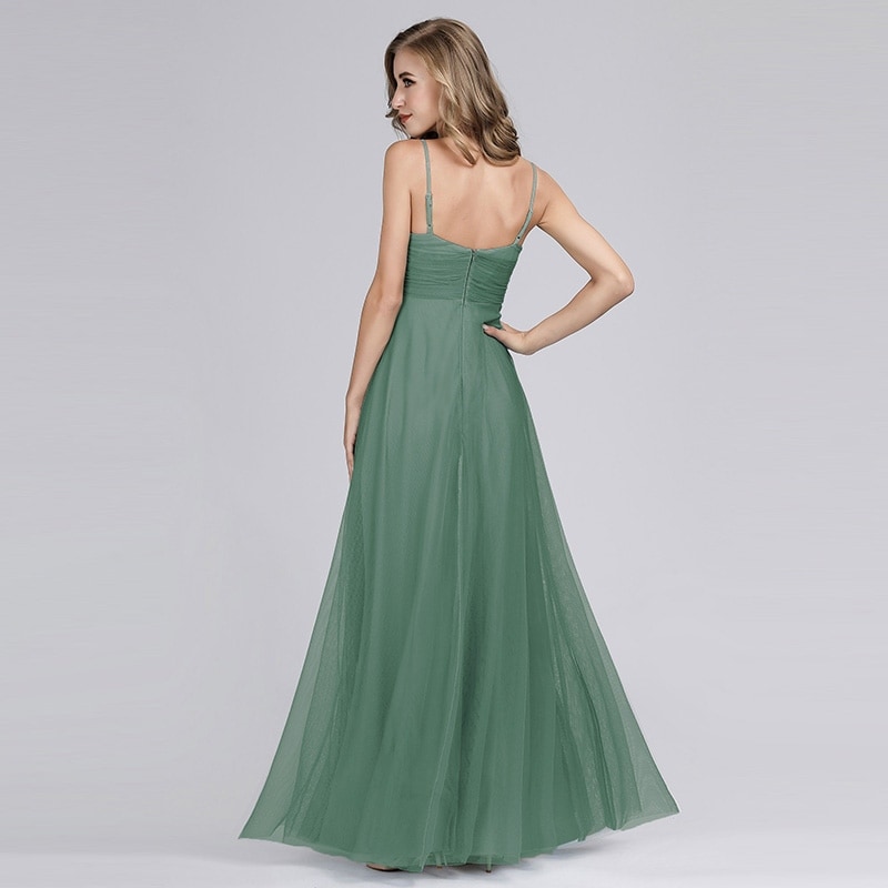 Ever-Pretty V-Neck Formal Evening Dresses Strappy Long A-Line Prom Gown Grey