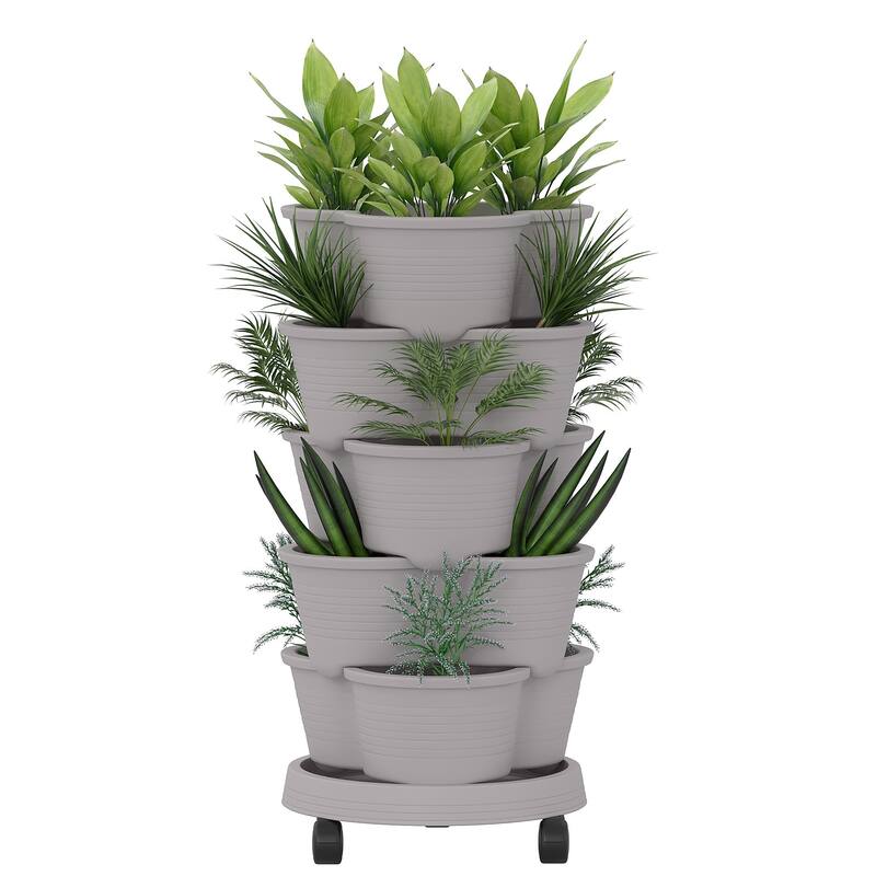 Vertical Strawberry Planter 5 Tier Hanging Vertical Gardening Planter Stackable Garden Tower Pot for Strawberries Flowers