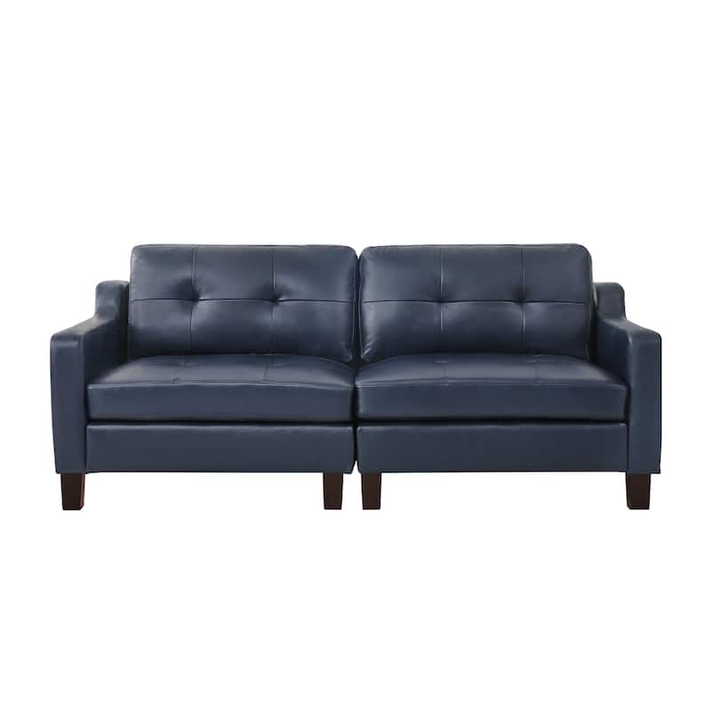 Genuine Leather Sofa Tufted Sectional Couch with Removable Cushions