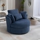 preview thumbnail 151 of 198, 41" W Oversized Accent Barrel Swivel Chair with Moon Storage Ottoman Single Chair - Navy Corduroy