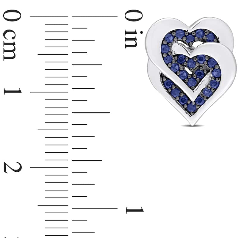 Miadora 1/2ct TGW Blue Sapphire Interlocking Hearts Stud Earrings Sterling Silver