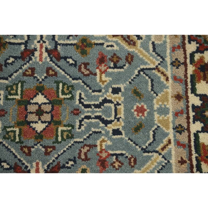 Hand-knotted Transitional Wool Carpet Blue Oushak Rug Oriental Carpet Floral Area Rug Oriental Carpet - 4' 11'' X 2' 11''