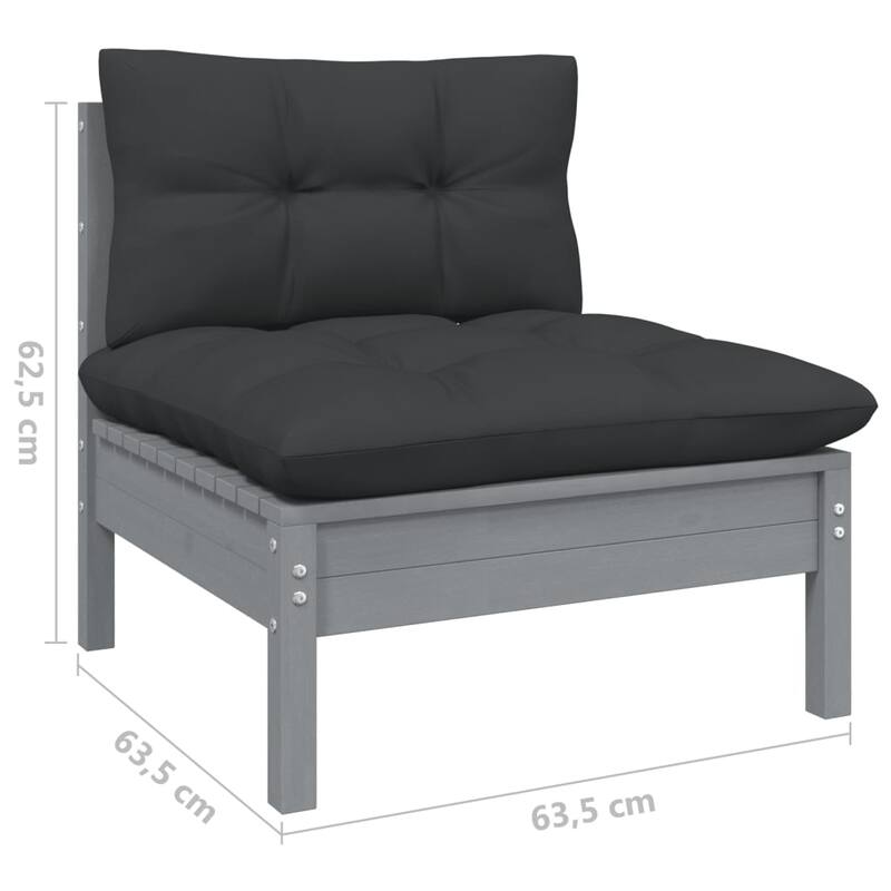 vidaXL Solid Pinewood Patio Lounge Set 10 Piece with Cushions Multi Colors - 25" x 25" x 24.6"