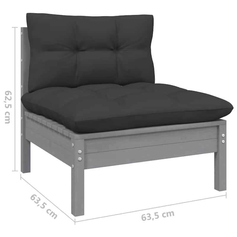 vidaXL Solid Pinewood Patio Lounge Set 6 Piece with Cushions Multi Colors - 25" x 25" x 24.6"