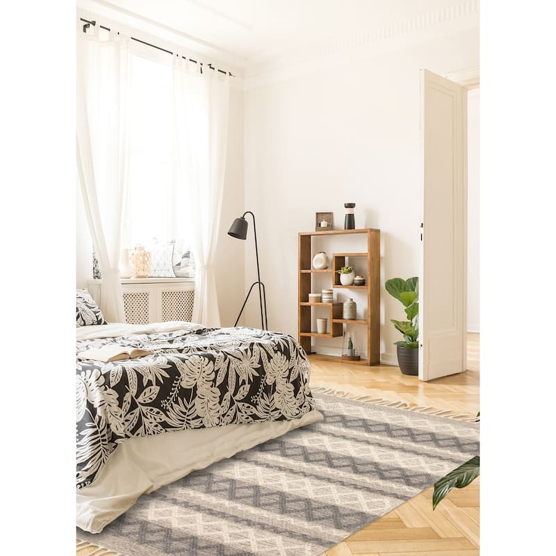 ECARPETGALLERY Braid weave Sienna Grey Wool Rug - 5'2 x 7'5