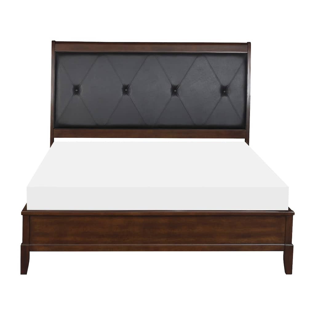 Christiane Dark Cherry Faux Leather Upholstered Tufted Bed