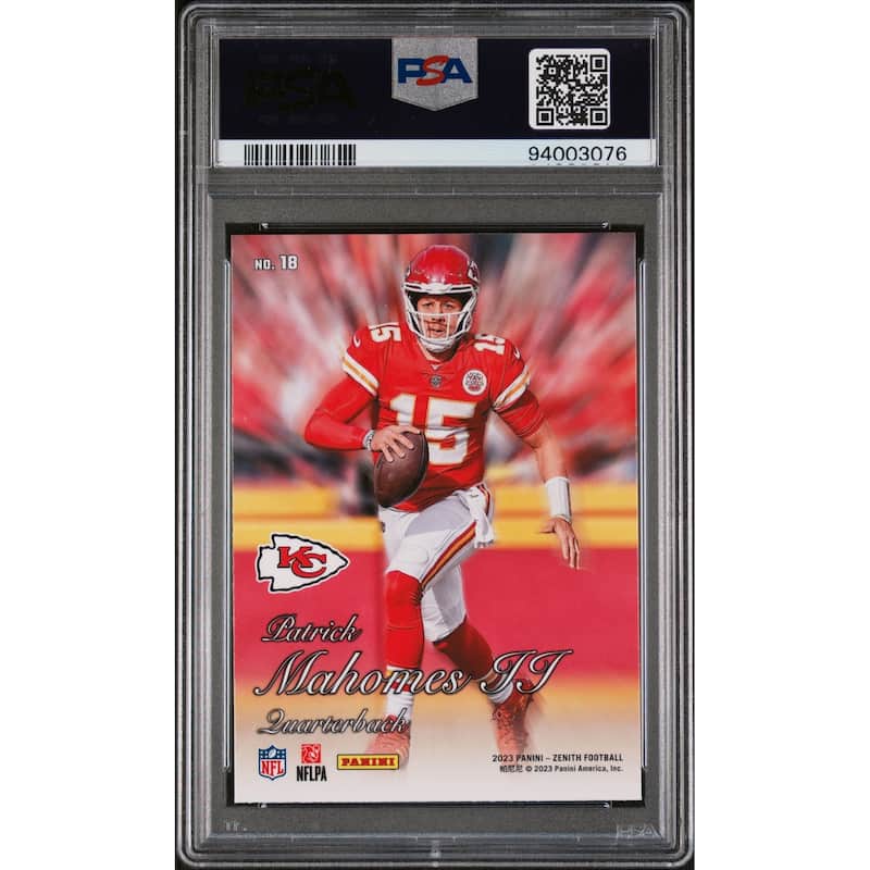 Patrick Mahomes 2023 Zenith 1994 Pacific Red Football Card #18 Graded PSA 10 - 8' x 11'