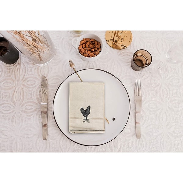 Set of 4 Placemats, Rabbit, Cat, Pig, Rooster Molly Hatch Black and White