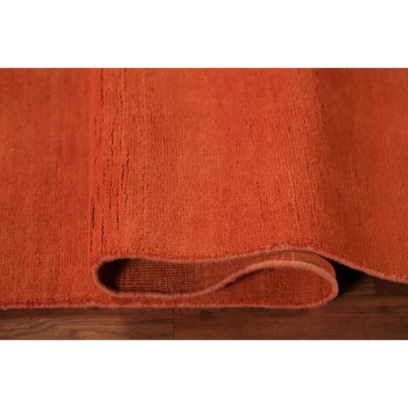 Orange Modern Gabbeh Area Rug Oriental Hand-Knotted Wool Carpet - 4'8" x 6'4"