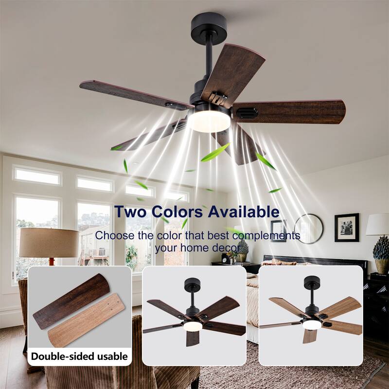 42" Ceiling Fan with Light, Remote Control, Dimmable LED, 6-Speed Quiet DC Motor