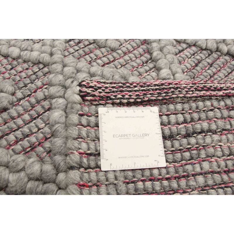 ECARPETGALLERY Braid weave Sienna Grey Wool Rug - 5'1 x 7'8