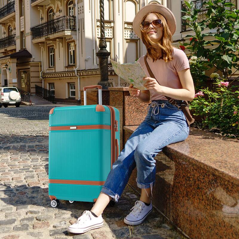 3 Piece Hardside Lightweight Luggage Sets with Double Spinner 8 Wheels and TSA Lock