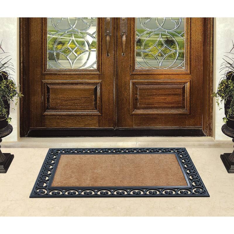 A1HC Black Aiken Rubber And Coir Non-Slip Outdoor Durable Doormat 30"X48"