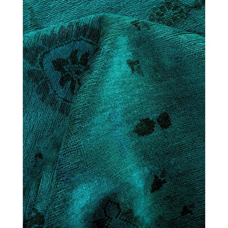 Overton Hand Knotted Wool Vintage Inspired Modern Contemporary Overdyed Blue Area Rug - 12' 6" x 18' 3"