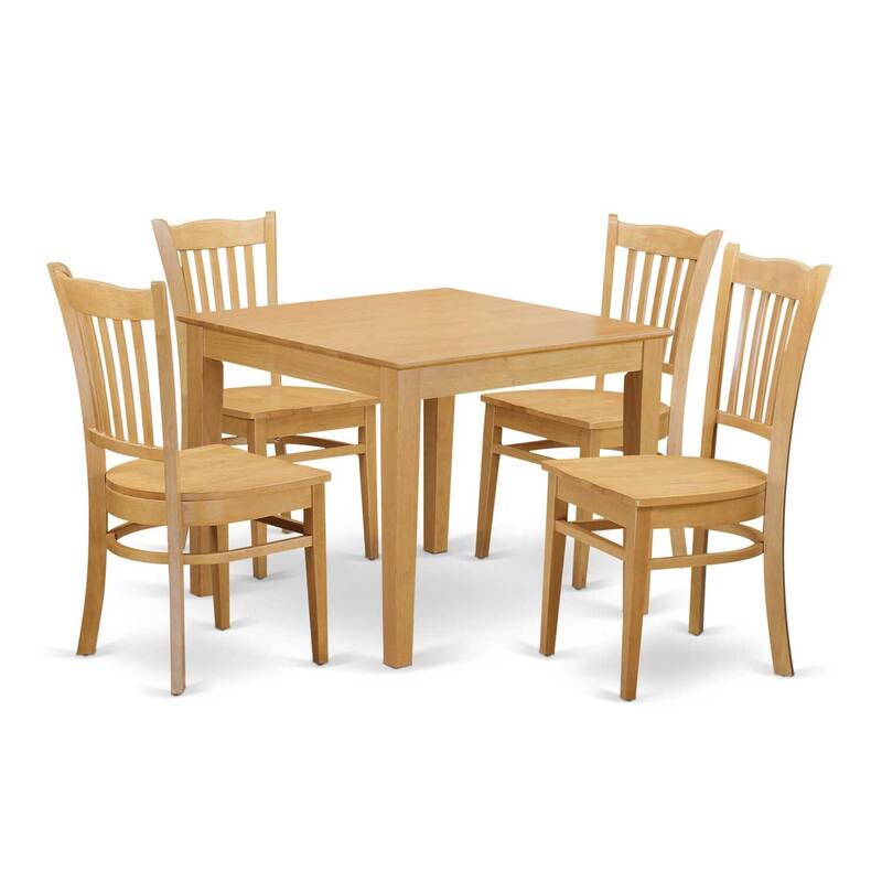 5-Piece Natural Oak Finish Solid Wood Top - Dining Room Set - Seats 4