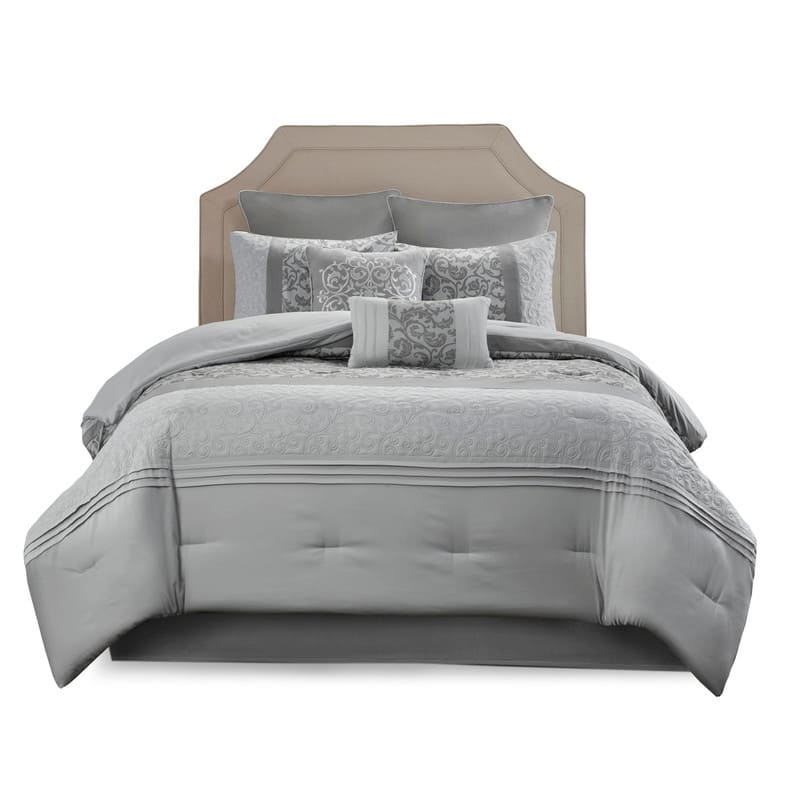 Embroidered 8 Piece Comforter Set Neutral