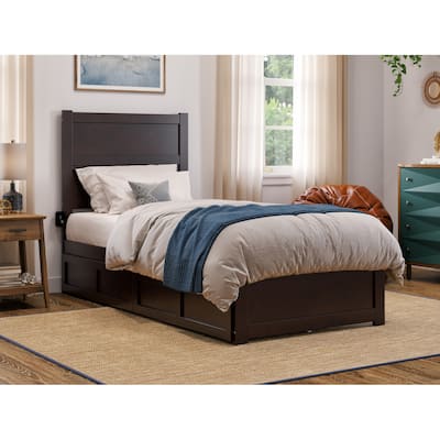 NoHo Twin XL Platform Bed with Footboard and 2 Drawers in Espresso