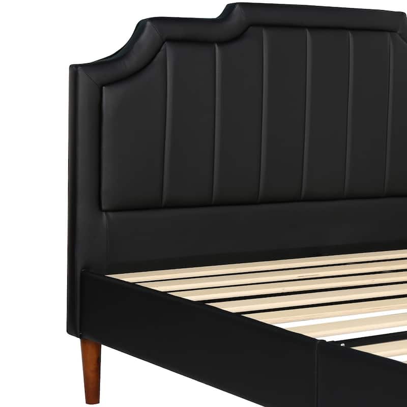 VECELO Black Faux Leather Upholstered Platform Bed- Just Have Full Size Bed