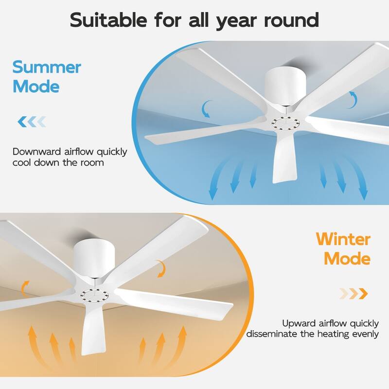 MLiAN 52 In. 5 Solid Wood Blades Indoor Ceiling Fan with Remote - 52 inch