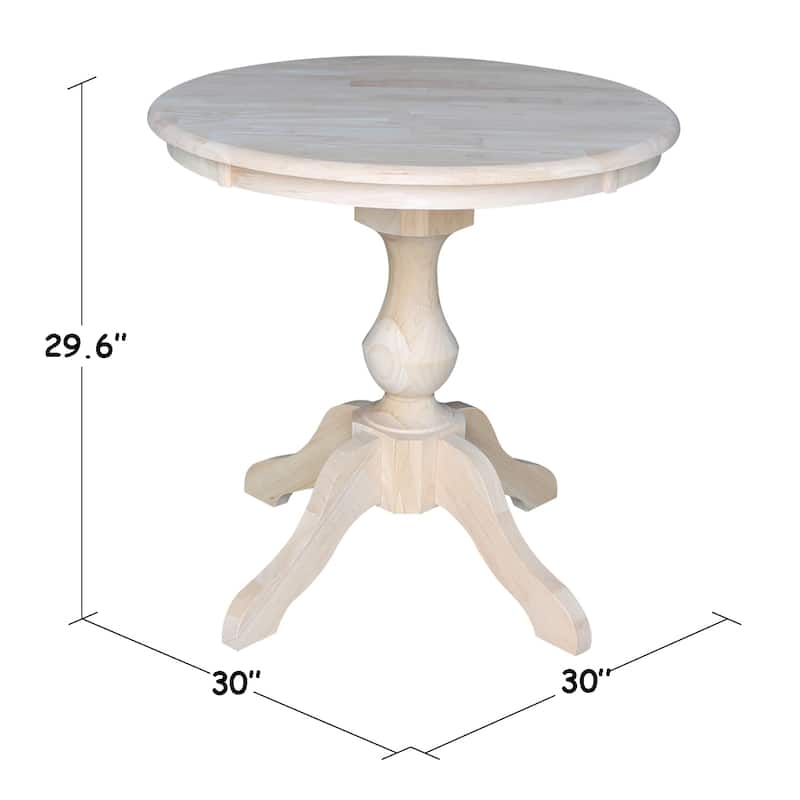 30" Round Top Pedestal Dining Table with 2 Madrid Chairs - Unfinished - 3 Piece Set