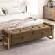 preview thumbnail 4 of 79, 66" Storage Bench King Size End of Bed with Double Lids and Gold Legs Brown - Velvet